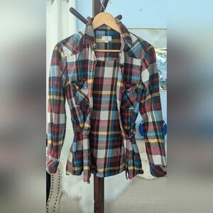 Matchstick Argus Womans Flannel Multicolor Plaid Longsleeve Size M